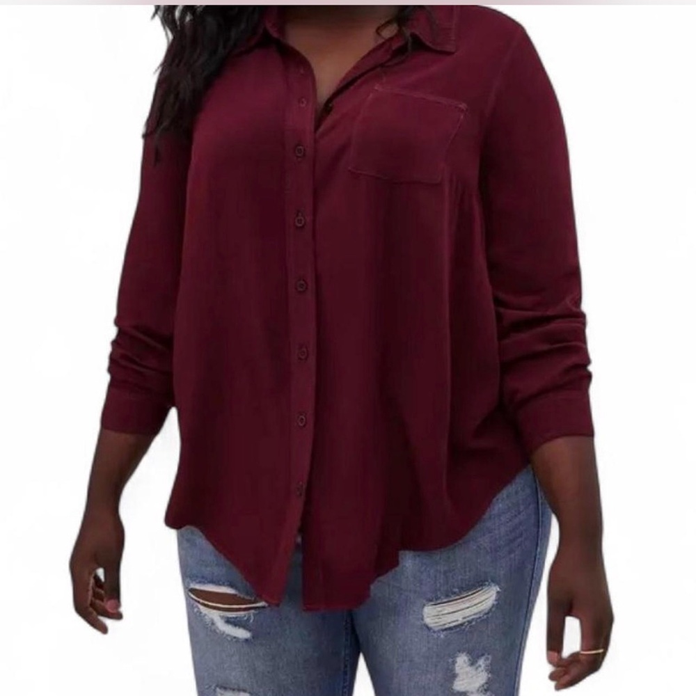 Torrid Button-Up Shirt Blouse - Burgundy